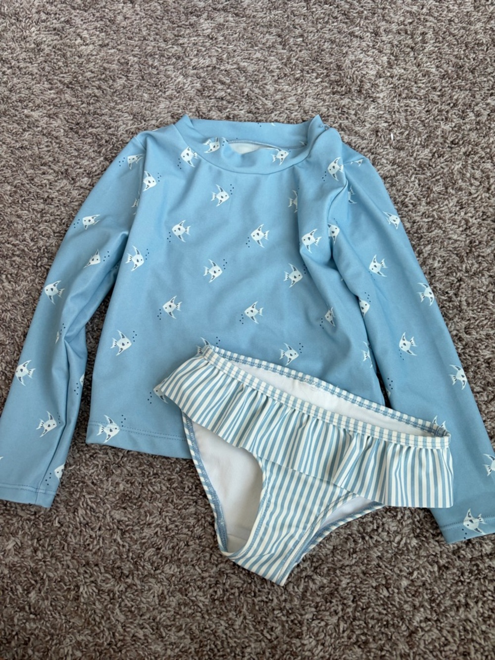 Carter's Light Blue Shark Print Swim Top and Ruffle Bottom